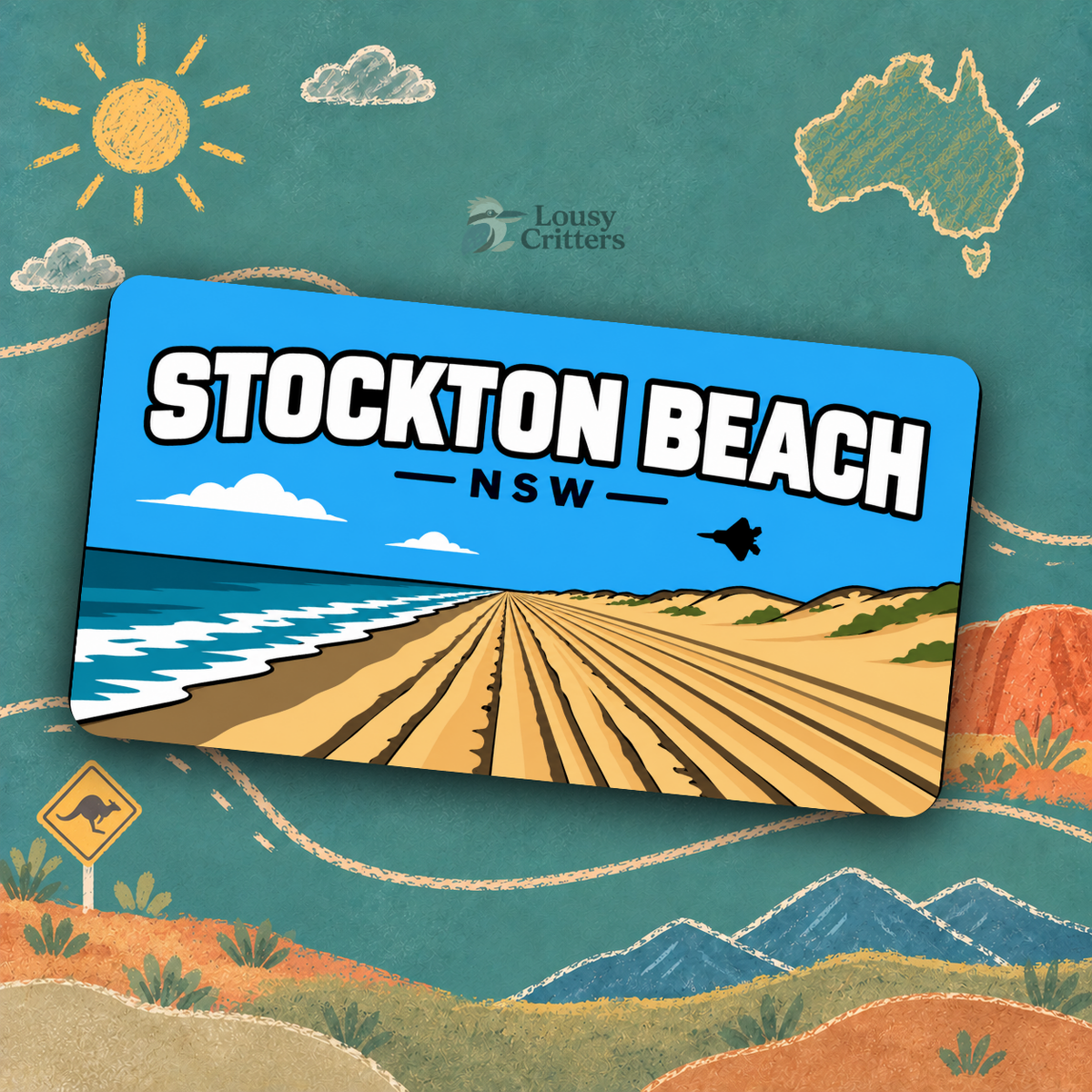 Stockton Beach NSW 旅遊紀念貼紙